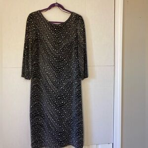 Elegant Black Sparkle Long Sleeve Dress